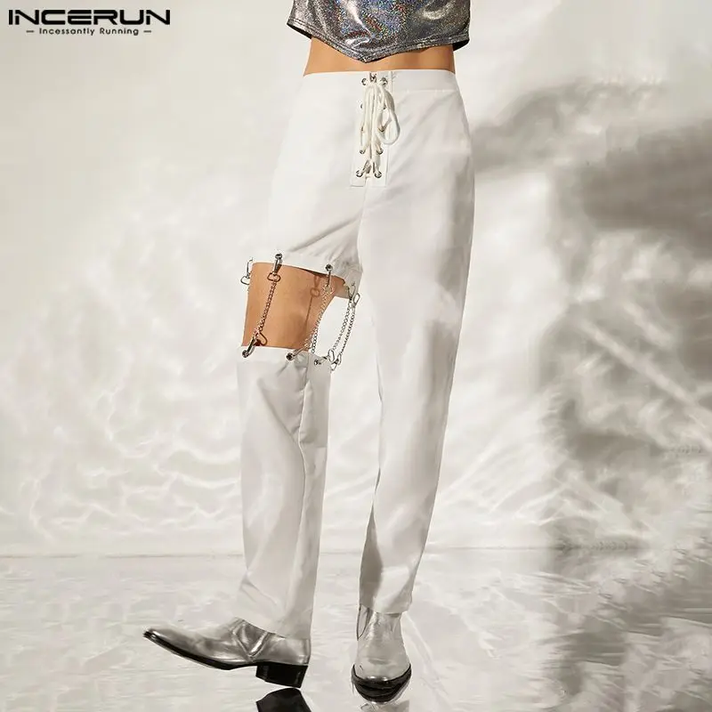 Stylish Well Fitting Men's Pants INCERUN Front Middle Cross Straps Chain Pantalons Hollow Comfortable Solid Color Trousers S-5XL
Stylish Well Fitting Men's Pants INCERUN Front Middle Cross Straps Chain Pantalons Hollow Comfortable Solid Color Trousers S-5XL