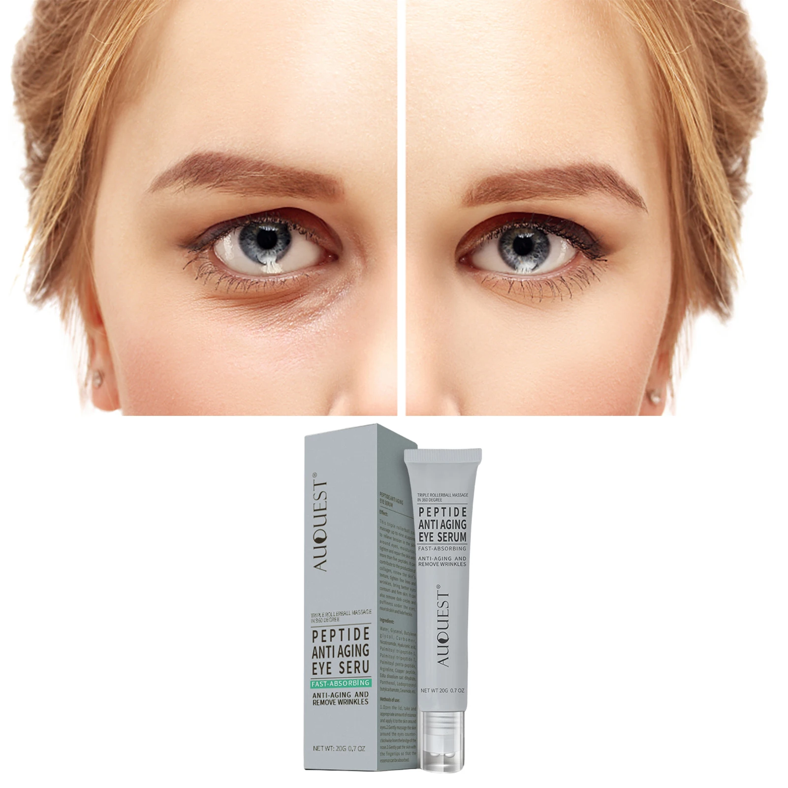 Peptides Anti Wrinkle Dark Circle Eye Cream With Roller Massager Hyaluronic Acid Serum Gel For Firming Eye Care 20g 
Peptides Anti Wrinkle Dark Circle Eye Cream With Roller Massager Hyaluronic Acid Serum Gel For Firming Eye Care 20g