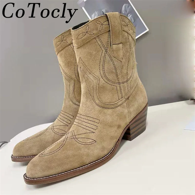Embroidery Western Cowboy Boots Women Cow Suede Pointed Toe Knight Boots Woman Square Heels Short Shoes Fashion Shoes Women
Embroidery Western Cowboy Boots Women Cow Suede Pointed Toe Knight Boots Woman Square Heels Short Shoes Fashion Shoes Women