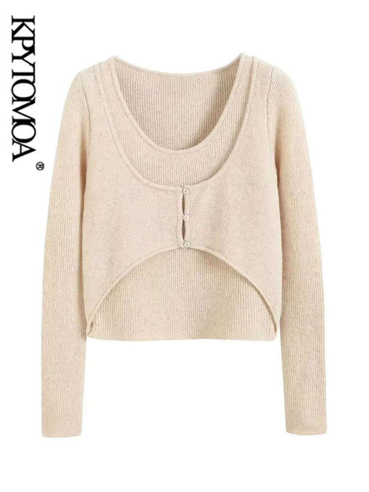 KPYTOMOA Women Fashion Front Button Cropped Knit Sweater Vintage O Neck Long Sleeve Female Pullovers Chic Tops
KPYTOMOA Women Fashion Front Button Cropped Knit Sweater Vintage O Neck Long Sleeve Female Pullovers Chic Tops