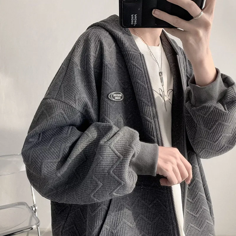 SALSPOR Solid Color Men Sweater Hong Kong Style Cardigan Coat Loose Versatile Zipper Hooded Coat Letter Printing Casual Pullover
SALSPOR Solid Color Men Sweater Hong Kong Style Cardigan Coat Loose Versatile Zipper Hooded Coat Letter Printing Casual Pullover