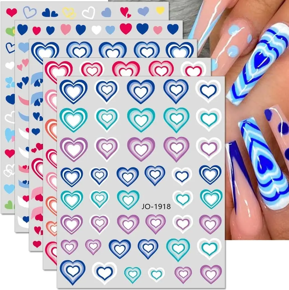 6Sheets Gradient Blooming Heart Nail Stickers 3D Love Heart Nail Stickers 3D French Tip Nail Decals for Manicure DIY Nail Design 
6Sheets Gradient Blooming Heart Nail Stickers 3D Love Heart Nail Stickers 3D French Tip Nail Decals for Manicure DIY Nail Design