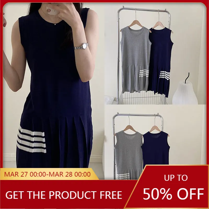 High Quality TB Dress 2023 New Summer Women's Ice Linen Sleeveless Dress Pregnant Women's Knitted Pear Shape Pleated Skirt
High Quality TB Dress 2023 New Summer Women's Ice Linen Sleeveless Dress Pregnant Women's Knitted Pear Shape Pleated Skirt