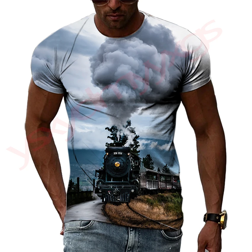 Retro Steam Locomotive The Starting Point Of The Industrial Revolution Hip Hop Men T-shirts 3D Print Round Neck Tee Short Sleeve
Retro Steam Locomotive The Starting Point Of The Industrial Revolution Hip Hop Men T-shirts 3D Print Round Neck Tee Short Sleeve