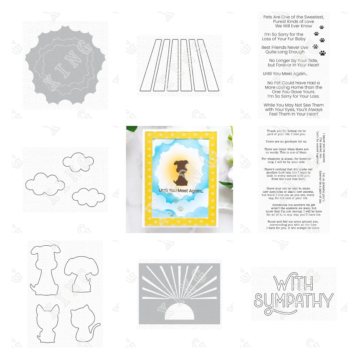 Rainbow Bridge No Goodbyes Clear Stamps Pet Silhouettes with Sympathy Cutest Ever Dies Heavenly Glow Through the Clouds Stencils
Rainbow Bridge No Goodbyes Clear Stamps Pet Silhouettes with Sympathy Cutest Ever Dies Heavenly Glow Through the Clouds Stencils