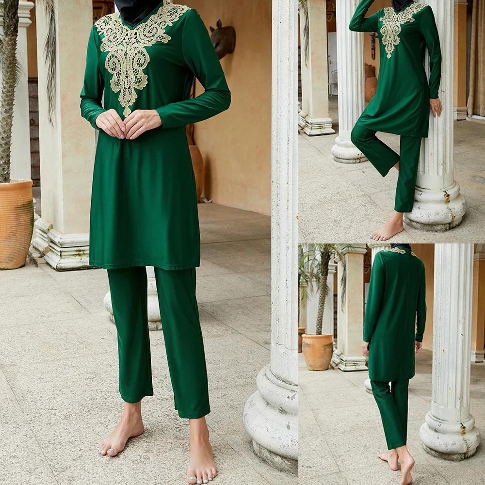 Скромный купальник Baju из трех частей с зеленой вышивкой, купальник-бикини, консервативный купальник для женщин, Мусульманский купальник для серфинга и дайвинга
Скромный купальник Baju из трех частей с зеленой вышивкой, купальник-бикини, консервативный купальник для женщин, Мусульманский купальник для серфинга и дайвинга