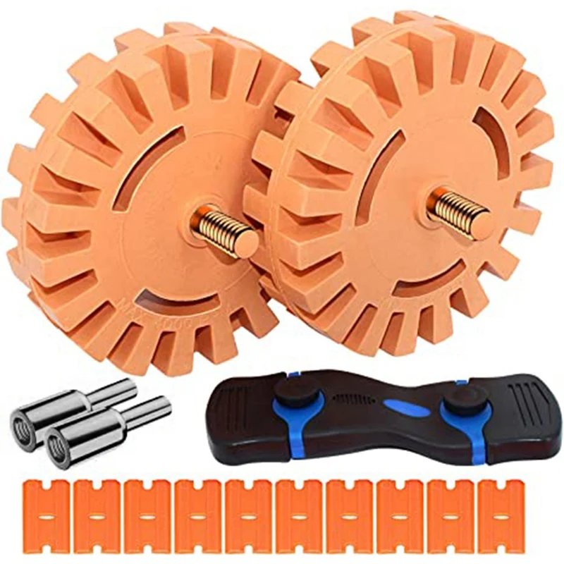 Decal Adhesive Remover, 4 Inch Eraser Wheel Car Sticker Remover With Wool Buffing Pad And Plastic Razor Blades
Decal Adhesive Remover, 4 Inch Eraser Wheel Car Sticker Remover With Wool Buffing Pad And Plastic Razor Blades