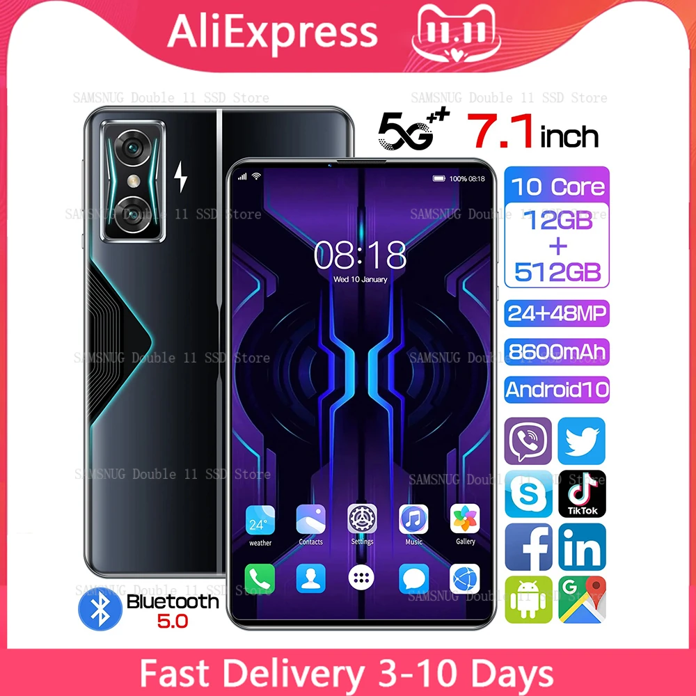 New K50 Tab 7 Inch Global Version Tablet 12GB RAM 512GB ROM Tablete Drawing Android 10.0 Dual Sim 10 Core Tablette 5G Network
New K50 Tab 7 Inch Global Version Tablet 12GB RAM 512GB ROM Tablete Drawing Android 10.0 Dual Sim 10 Core Tablette 5G Network