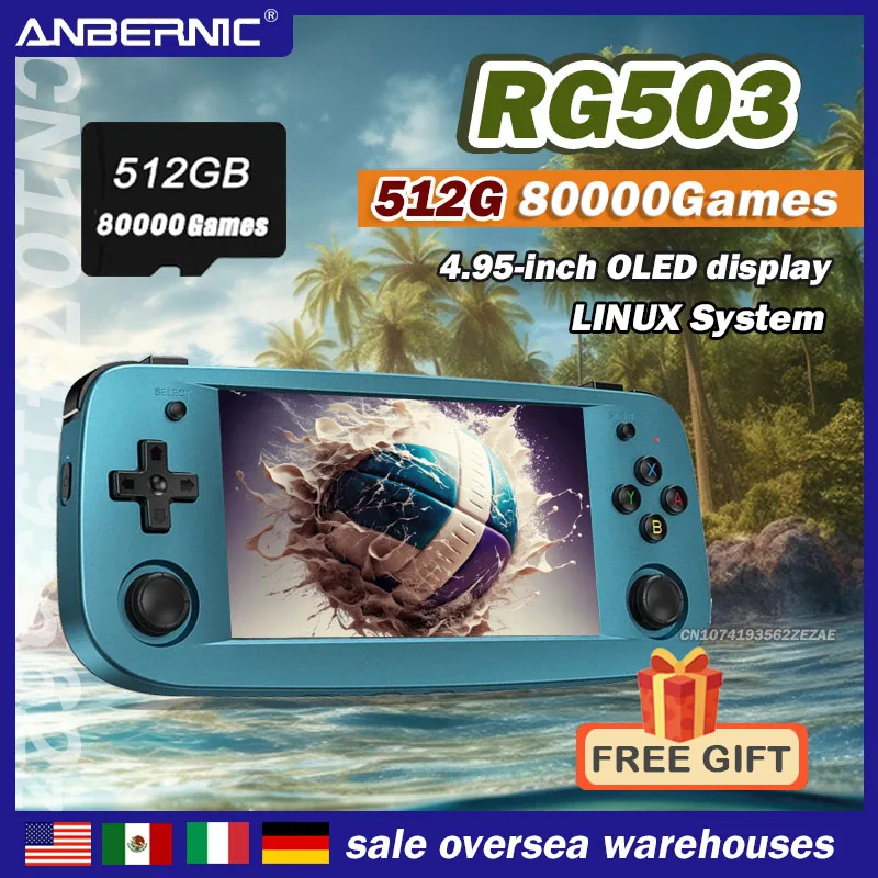 

80000 Games 512G NEW ANBERNIC RG503 RK3326 Linux Portable Game LINUX System 4.95 Inch OLED Screen Support Bluetooth 5G Wifi