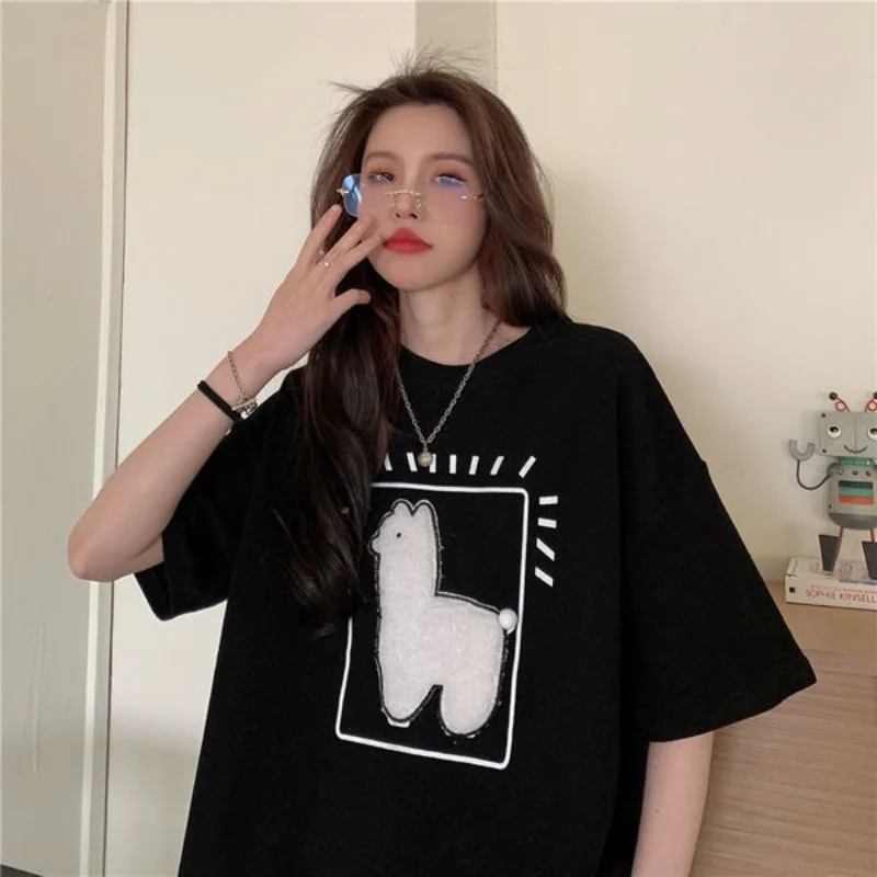 2023 Spring and Summer New Three-dimensional Alpaca Short-sleeved T-shirt Female Korean Version of The Cartoon Large Size
2023 Spring and Summer New Three-dimensional Alpaca Short-sleeved T-shirt Female Korean Version of The Cartoon Large Size