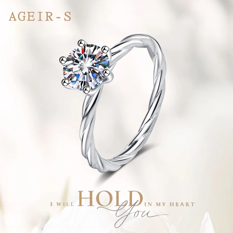 AGEIR-S Real 1 Ct D Color Moissanite Wedding Rings For Women Quality 18K White Gold Color 100% 925 Sterling Silver Jewelr Z176
AGEIR-S Real 1 Ct D Color Moissanite Wedding Rings For Women Quality 18K White Gold Color 100% 925 Sterling Silver Jewelr Z176