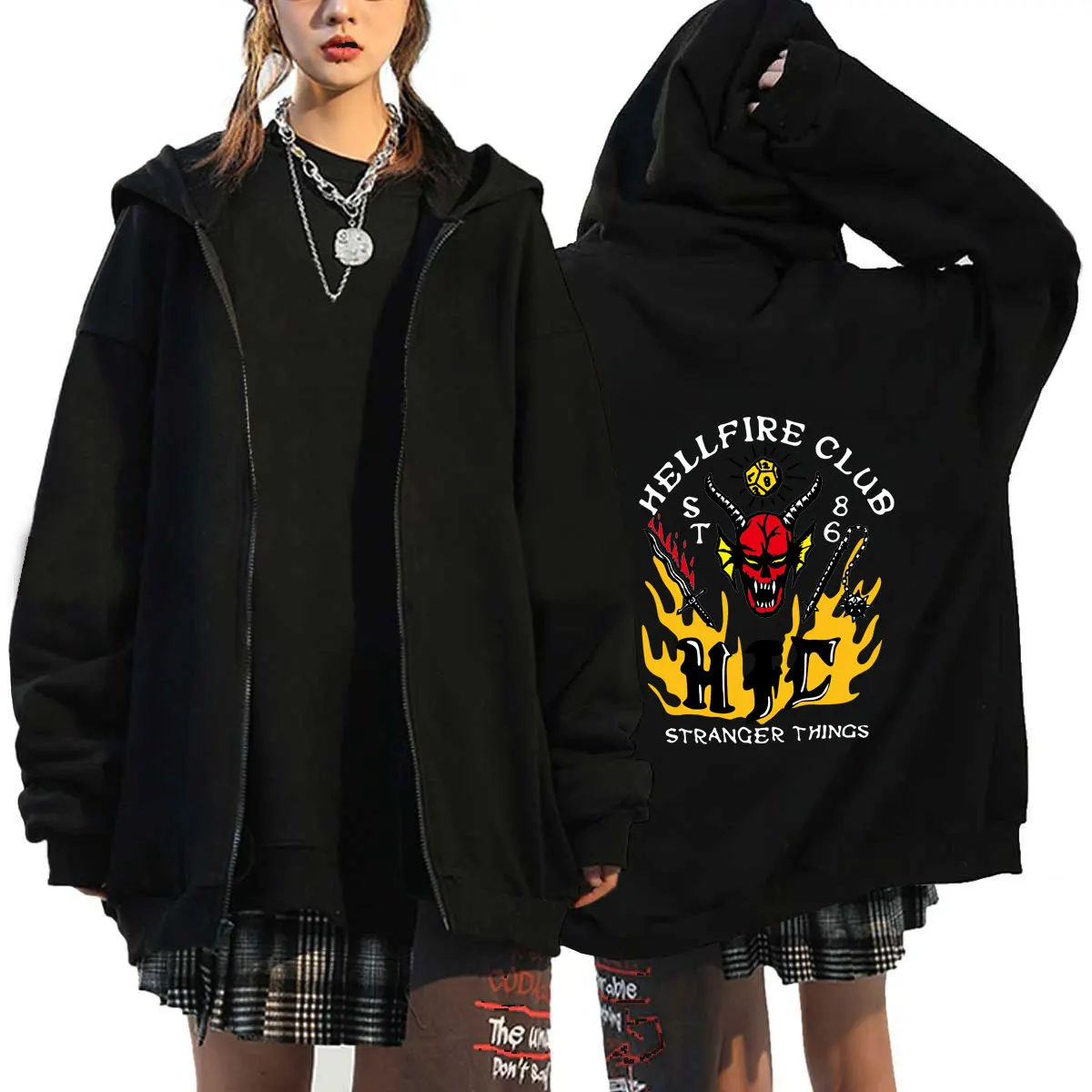 Stranger Things 4 Zip Hoodie Women/Men Aesthetic Graphic Hellfire Club Hoodies Unisex Funny Streetwear Oversized Hooded
Stranger Things 4 Zip Hoodie Women/Men Aesthetic Graphic Hellfire Club Hoodies Unisex Funny Streetwear Oversized Hooded