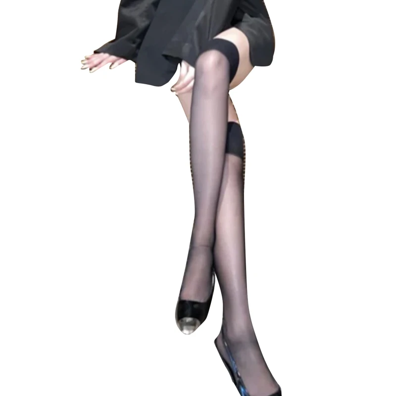 Women Sexy See-Through Thigh High Stockings Contrast Color Top Stitching Silky Transparent Over Knee Long Socks for Garter Belt 
Women Sexy See-Through Thigh High Stockings Contrast Color Top Stitching Silky Transparent Over Knee Long Socks for Garter Belt