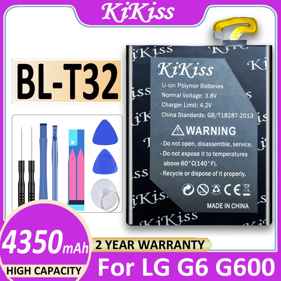 Original KiKiss Battery BL-T32 4350mAh For LG G6 G600L G600S G600K G600V H871 H872 H873 LS993 US997 VS988 BL T32 BLT32 Batteria
Original KiKiss Battery BL-T32 4350mAh For LG G6 G600L G600S G600K G600V H871 H872 H873 LS993 US997 VS988 BL T32 BLT32 Batteria