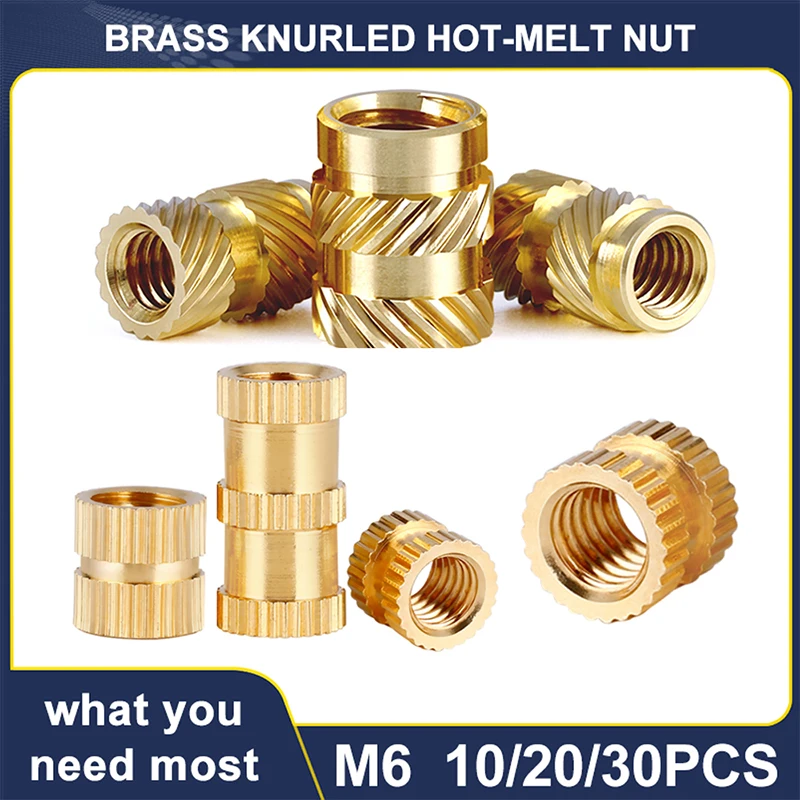 M6 Vertical And Double twill Brass Insert Nut Hot Melt Knurled Thread Heat Injection Embedment Insertion Copper Nut 10/20/30Pcs
M6 Vertical And Double twill Brass Insert Nut Hot Melt Knurled Thread Heat Injection Embedment Insertion Copper Nut 10/20/30Pcs