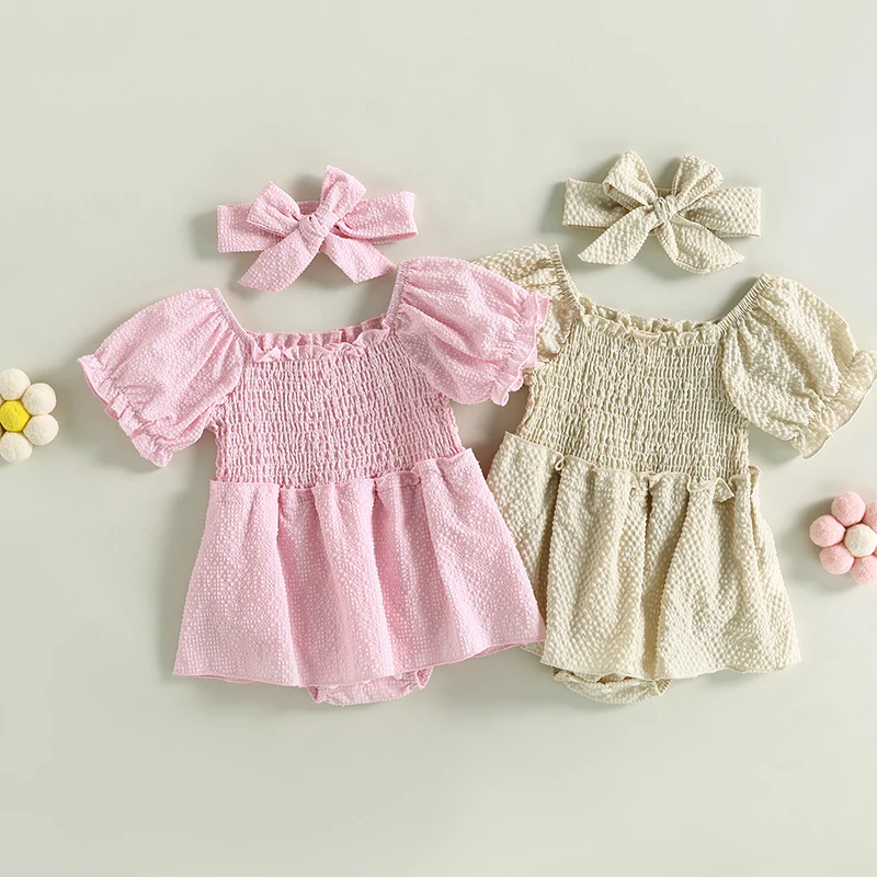 Baby's Clothes Girl 2Pcs Summer Outfits Short Puff Sleeve Plaid Print Shirred Romper with Headband Children's Clothing Set
Baby's Clothes Girl 2Pcs Summer Outfits Short Puff Sleeve Plaid Print Shirred Romper with Headband Children's Clothing Set