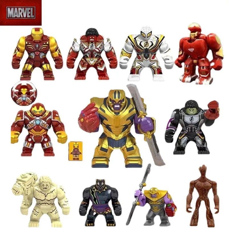 

Marvel Avengers Retro Personality New Iron Man Thanos Puzzle Assembled Building Blocks Anime Cartoon Creative Children's Toy Boy