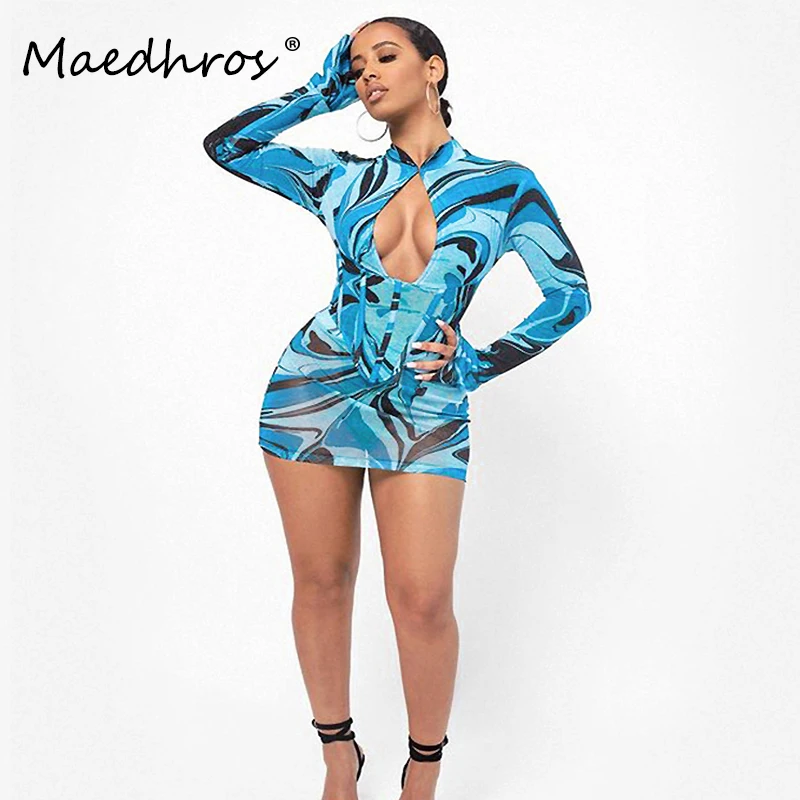 Sexy Polyester Print Mini Dress Women Long Sleeve See Through Cutout Design Club Female Clothing Casual Beach Party Dresses 
Sexy Polyester Print Mini Dress Women Long Sleeve See Through Cutout Design Club Female Clothing Casual Beach Party Dresses