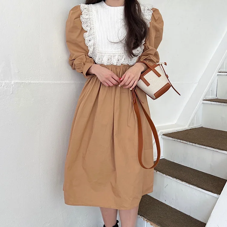 COIGARSAM Women's Fashion Dresses Cute Patchwork Solid Lace Khaki Dress Dropshipping
COIGARSAM Women's Fashion Dresses Cute Patchwork Solid Lace Khaki Dress Dropshipping