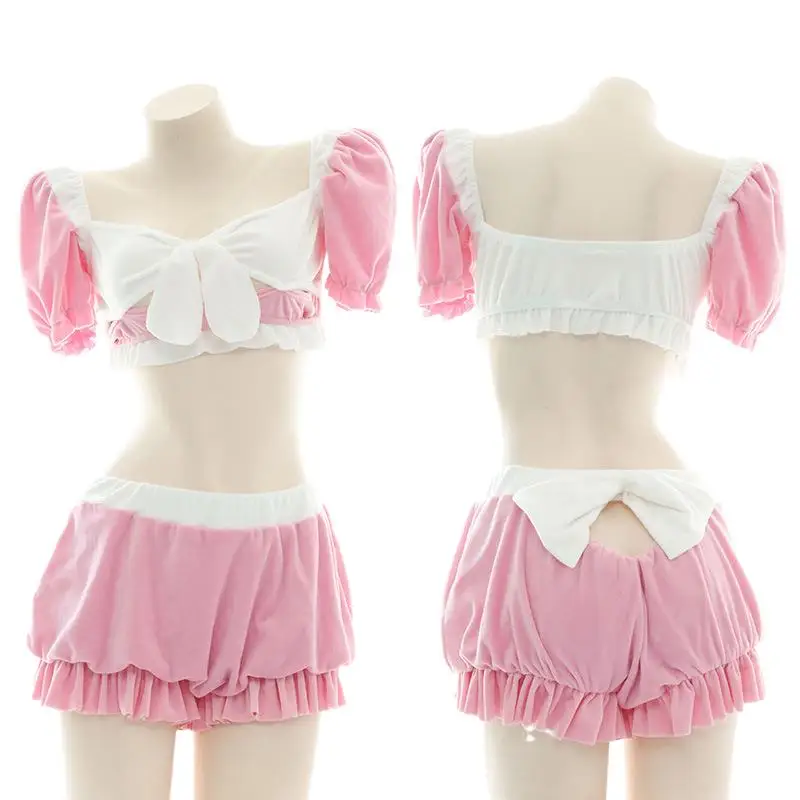 Backless Plush Women Maid Uniform Bow Sweet Patchwork Pajama Lolita Bunny Cosplay Costumes Ruffles Cute Sexy Lingerie Sleepwear
Backless Plush Women Maid Uniform Bow Sweet Patchwork Pajama Lolita Bunny Cosplay Costumes Ruffles Cute Sexy Lingerie Sleepwear
