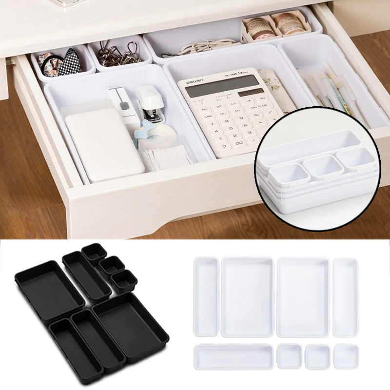 8Pcs Plastic Drawer Organizers Separator Home Office Desk Stationery Storage Box Kitchen Bathroom Makeup Organizer Boxes Bins
8Pcs Plastic Drawer Organizers Separator Home Office Desk Stationery Storage Box Kitchen Bathroom Makeup Organizer Boxes Bins