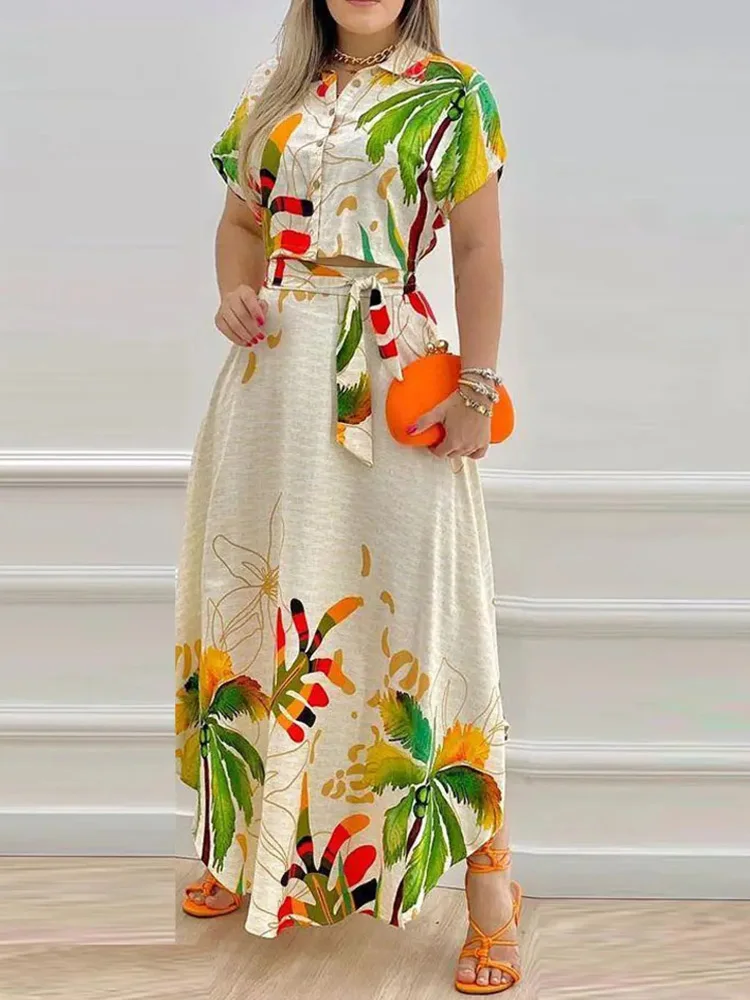 African Suit Two Piece Set Fashion Summer Print Short Sleeve Shirt Slim Long Skirt Vintage Women Matching Skirt Set 2022
African Suit Two Piece Set Fashion Summer Print Short Sleeve Shirt Slim Long Skirt Vintage Women Matching Skirt Set 2022