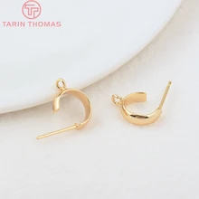 (2572) 10MM 11MM 14MM 24K Gold Color Plated Brass Half Circlel Stud Earrings High Quality DIY Jewelry Making Findings Wholesales