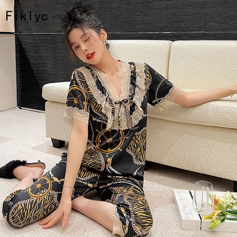 Fiklyc New Arrival 2022 Spring Summer Autumn Winter Ice Silk Satin Smooth Casual Pajamas Sets Simple Sweet Female Korean Nighty
Fiklyc New Arrival 2022 Spring Summer Autumn Winter Ice Silk Satin Smooth Casual Pajamas Sets Simple Sweet Female Korean Nighty