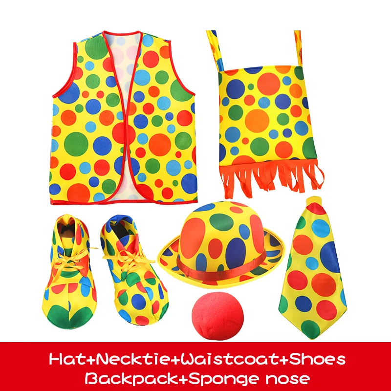 Kids Carnivals Clown Costume Set Wig Hat Nose Bow Tie Accessories for Adult Party Circus Cosplay Props
Kids Carnivals Clown Costume Set Wig Hat Nose Bow Tie Accessories for Adult Party Circus Cosplay Props