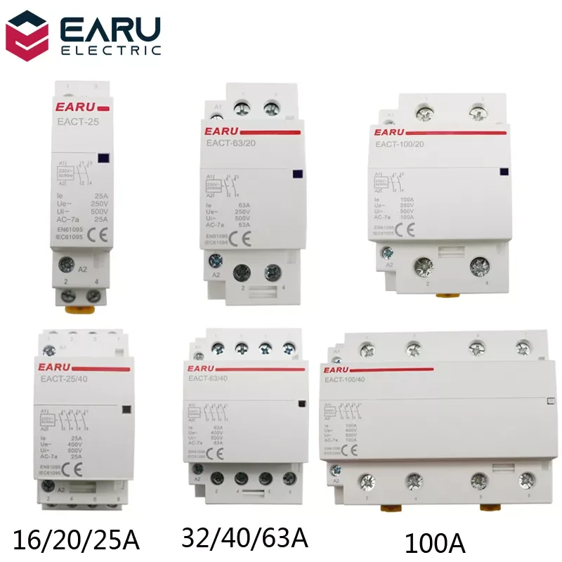 2P/4P 16-100A AC 220V DC 12V/24V 50/60Hz Din Rail Household AC Modular Contactor Switch Controller DIY Smart Home Hotel
2P/4P 16-100A AC 220V DC 12V/24V 50/60Hz Din Rail Household AC Modular Contactor Switch Controller DIY Smart Home Hotel