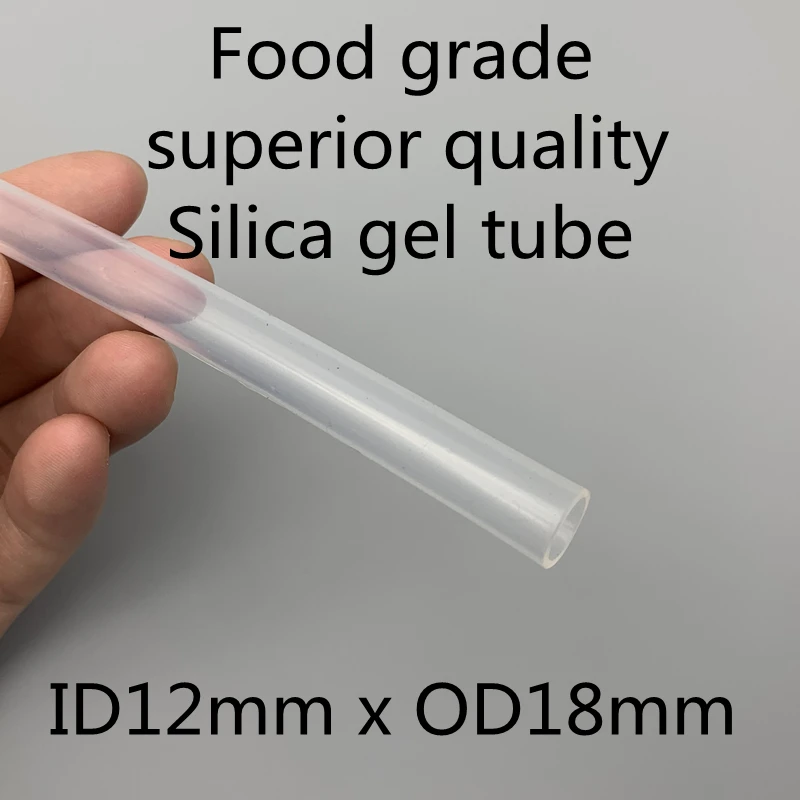 

12x18 Silicone Tubing ID 12mm OD 18mm Food Grade Flexible Drink Tubing Pipe Temperature Resistance Nontoxic Transparent