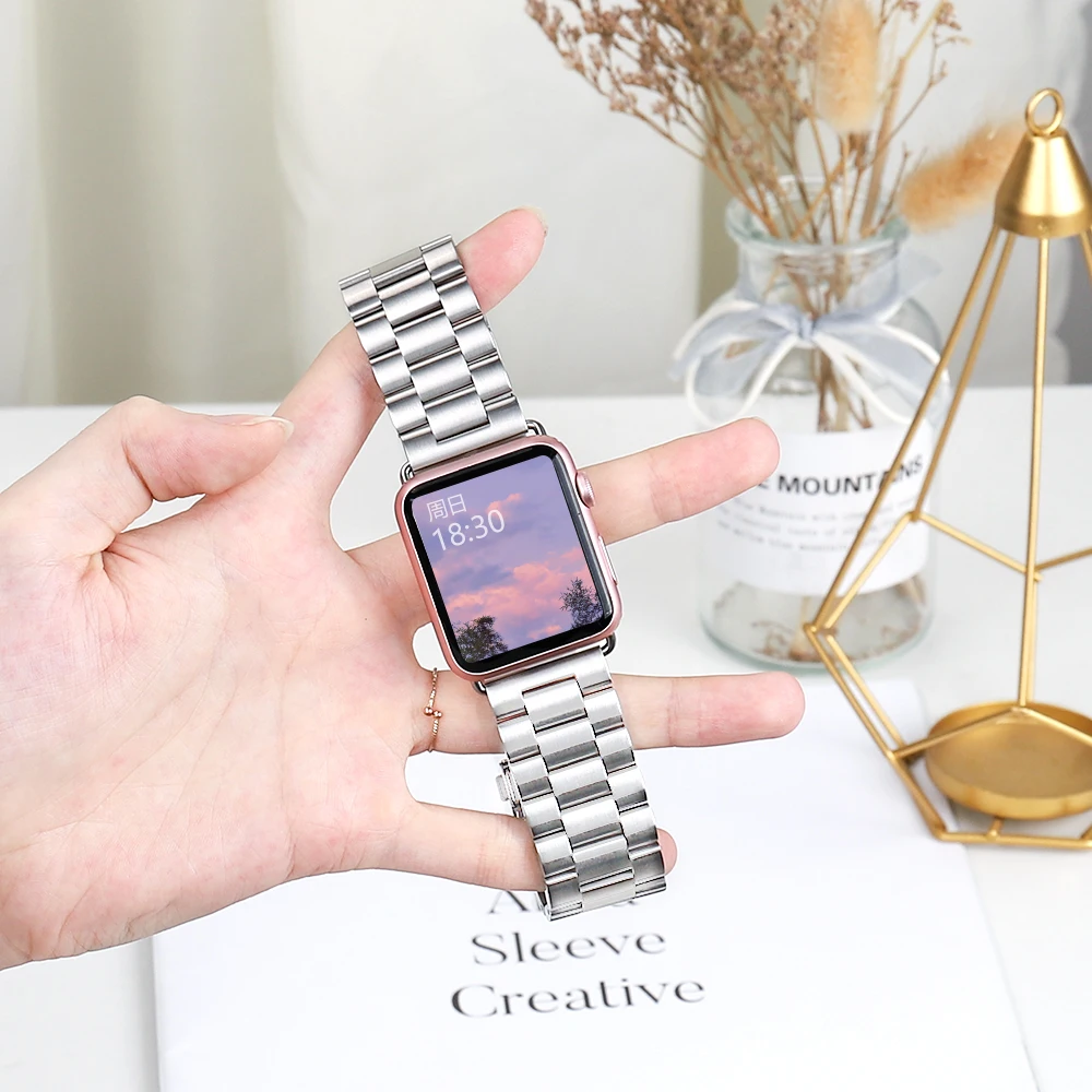 Ремешок из нержавеющей стали для Apple Watch Band Series 44 мм 40 мм 6 SE 5 4 32, металлический браслет для iWatch Band 42 мм 38 мм
Ремешок из нержавеющей стали для Apple Watch Band Series 44 мм 40 мм 6 SE 5 4 32, металлический браслет для iWatch Band 42 мм 38 мм