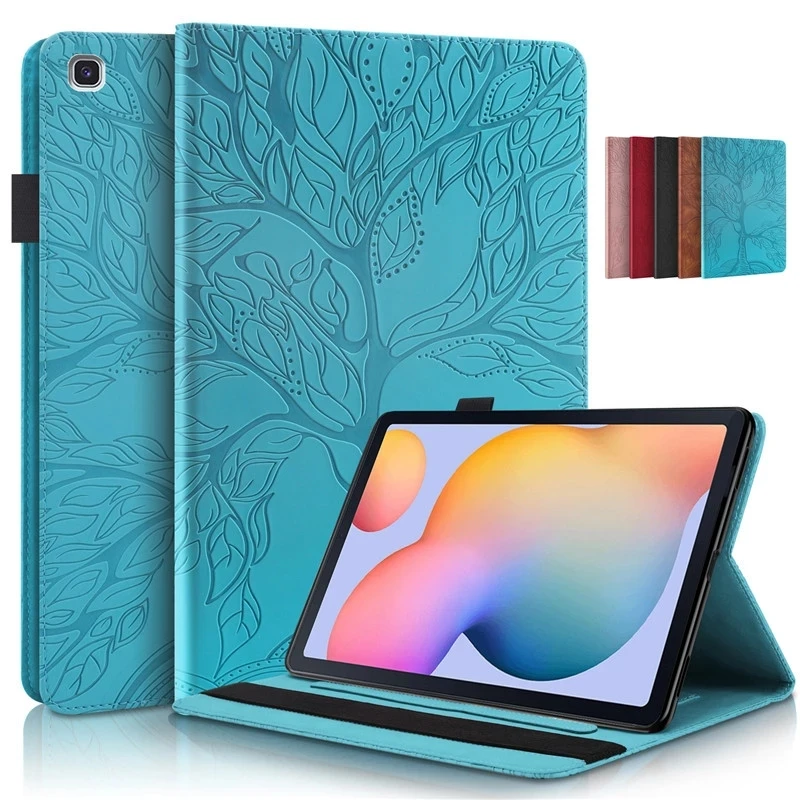 

3D Tree Embossed for Samsung Galaxy Tab S6 Lite 2022 Case 10.4 inch PU Leather Book Cover Tablet for Funda Galaxy S6 Lite Case