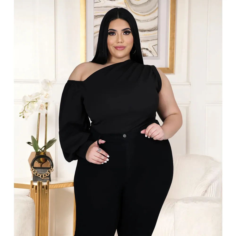 Fashion Plus Size Women's T-Shirt Solid Color Slanted Shoulder One Shoulder Sleeve Asymmetric Top Autumn Spring New 2022 Female
Fashion Plus Size Women's T-Shirt Solid Color Slanted Shoulder One Shoulder Sleeve Asymmetric Top Autumn Spring New 2022 Female