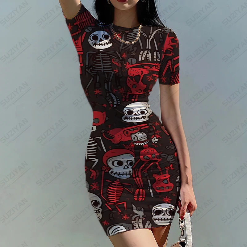 Fashion Casual Ladies Slim Dress Skull 3D Printing Dress Street Trend Dress Entertainment Party Dress Summer Sexy Tight Dress
Fashion Casual Ladies Slim Dress Skull 3D Printing Dress Street Trend Dress Entertainment Party Dress Summer Sexy Tight Dress