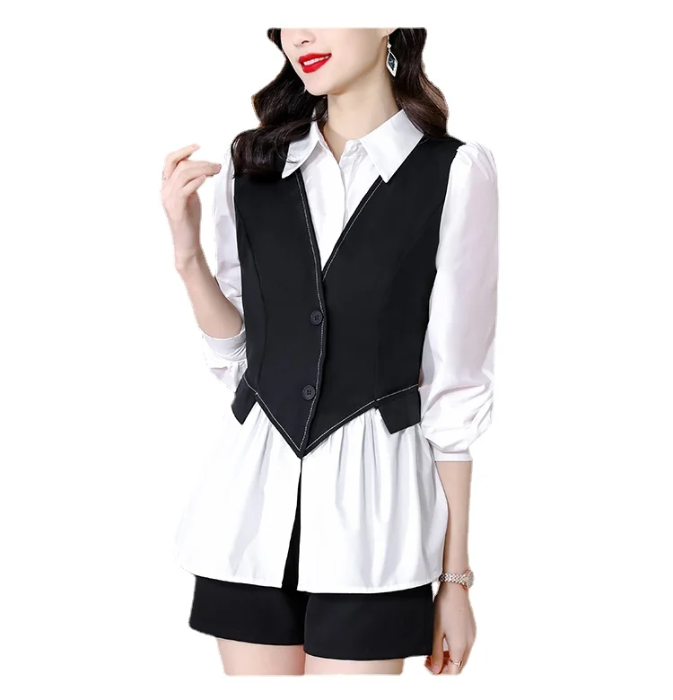 spring autumn patchwork shirts women full sleeve black white shirts woman button down shirt for women
spring autumn patchwork shirts women full sleeve black white shirts woman button down shirt for women