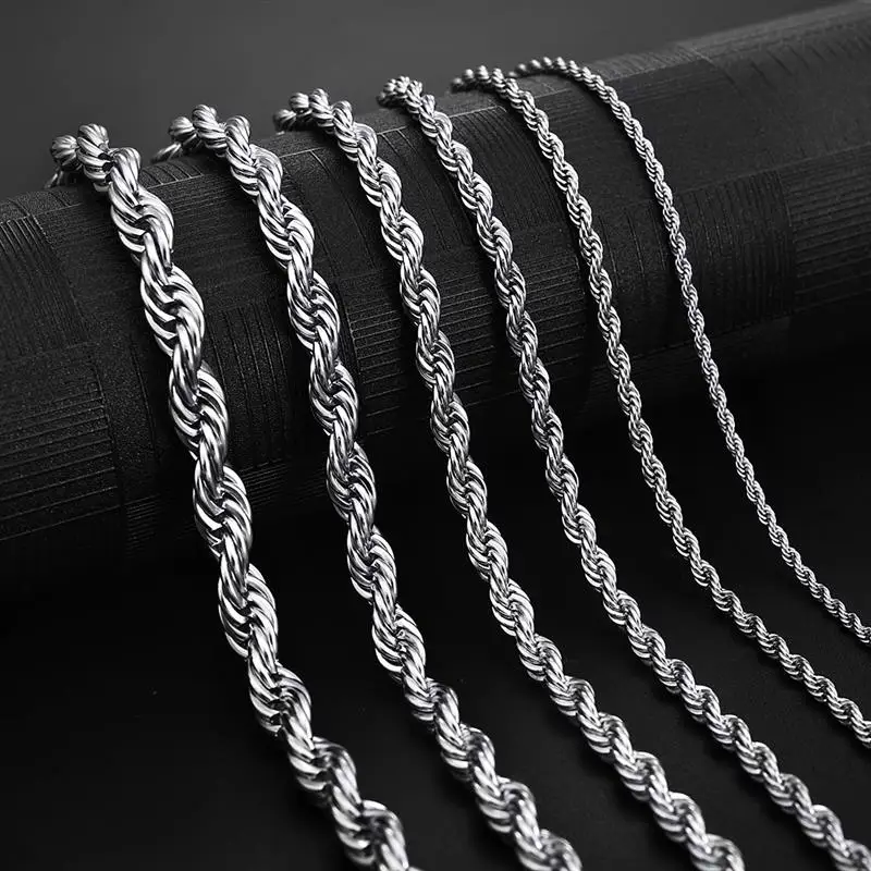 Jiayiqi 2mm-7mm Rope Chain Necklace Stainless Steel Never Fade Waterproof Choker Men Women Jewelry Silver Color Chains Gift
Jiayiqi 2mm-7mm Rope Chain Necklace Stainless Steel Never Fade Waterproof Choker Men Women Jewelry Silver Color Chains Gift