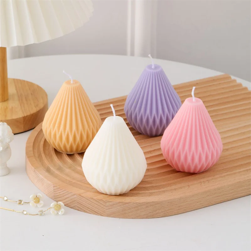 

3D Geometric Pear Shape Candle Mold DIY Scented Candle Silicone Mold Handmade Crafts Soap Making Tool Home Party Decoration Gift