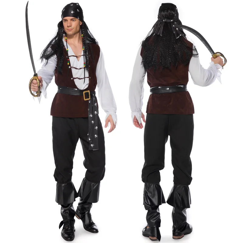 Men's Cosplay Pirate Captain Costumes Carnival Halloween Party Caribbean Pirate Stage Performance Uniform 
Men's Cosplay Pirate Captain Costumes Carnival Halloween Party Caribbean Pirate Stage Performance Uniform