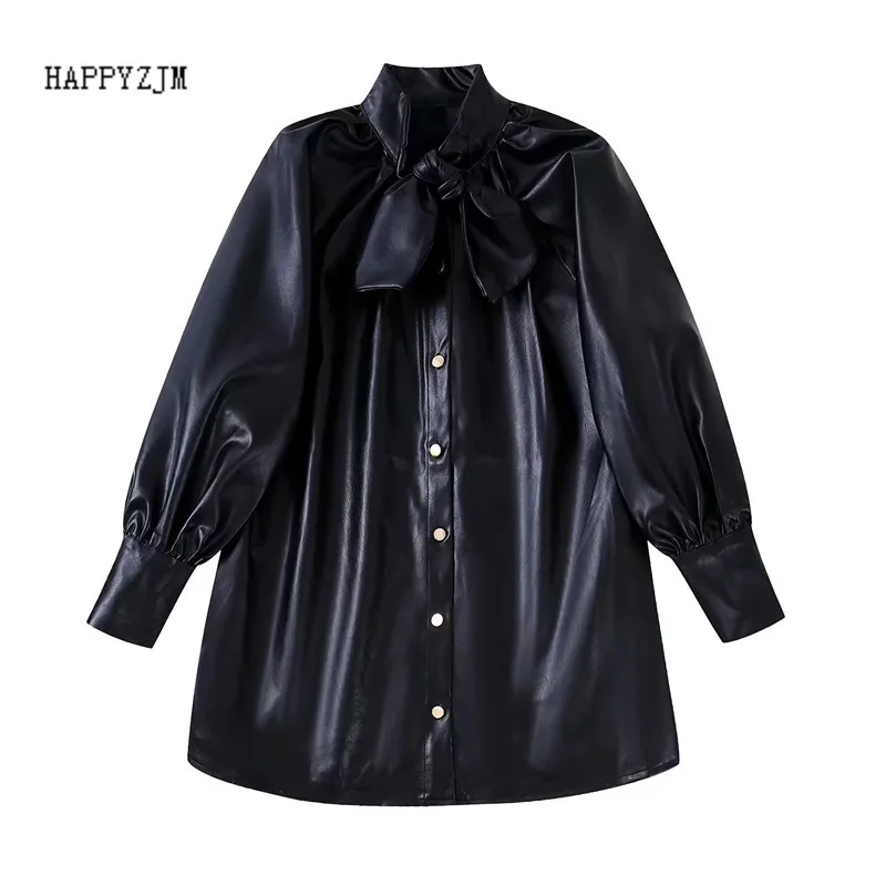 2022 New Women Black Bowknot Collar Faux Leather Long Sleeve Loose Coat Fashion High Street Versatile Tops in Autumn&Winter
2022 New Women Black Bowknot Collar Faux Leather Long Sleeve Loose Coat Fashion High Street Versatile Tops in Autumn&Winter