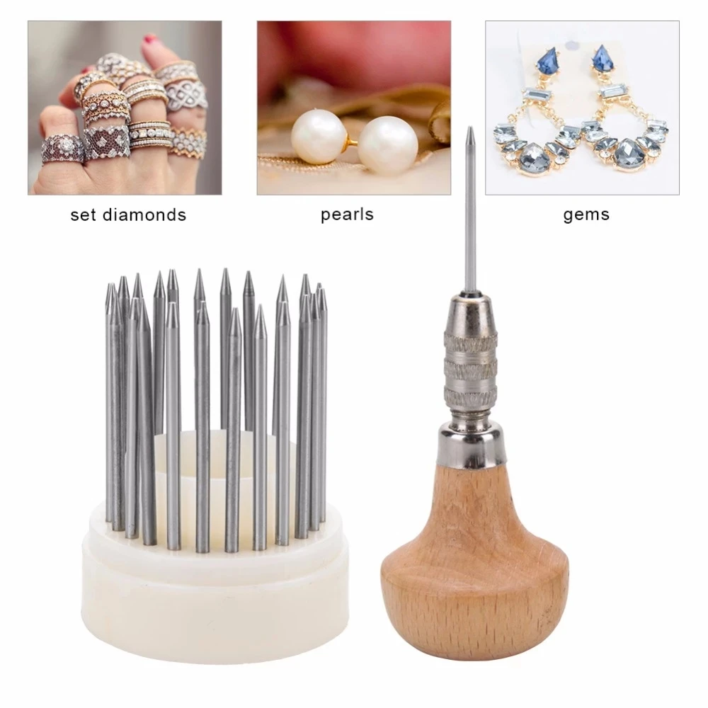 23Pcs Beading tool Set Diamond Stone Pearl Grain Tools Set Beader with Wood Handle Jewelry Making Tool for Goldsmith Jeweler
23Pcs Beading tool Set Diamond Stone Pearl Grain Tools Set Beader with Wood Handle Jewelry Making Tool for Goldsmith Jeweler