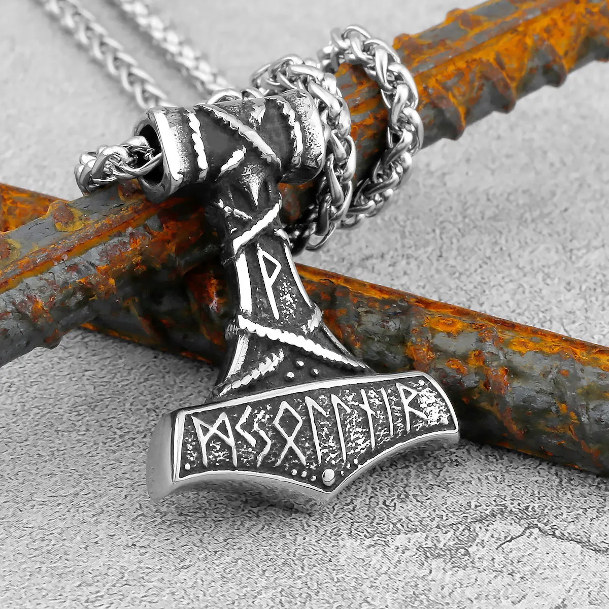 Viking Thor Hammer Necklace Men's Stainless Steel Mjolnir Vintage Runes Pendant Necklace Celtic Knot Talisman Jewelry Wholesale
Viking Thor Hammer Necklace Men's Stainless Steel Mjolnir Vintage Runes Pendant Necklace Celtic Knot Talisman Jewelry Wholesale