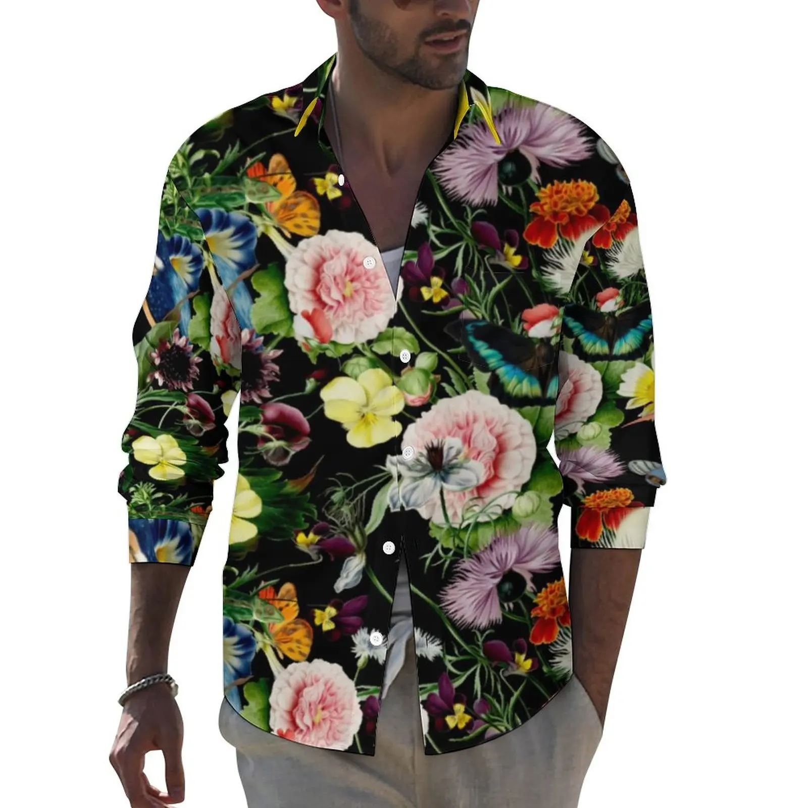 Colorful Flower Print Shirt Male Bird and Butterfly Casual Shirts Autumn Harajuku Blouses Long Sleeve Fashion Oversize Clothing
Colorful Flower Print Shirt Male Bird and Butterfly Casual Shirts Autumn Harajuku Blouses Long Sleeve Fashion Oversize Clothing
