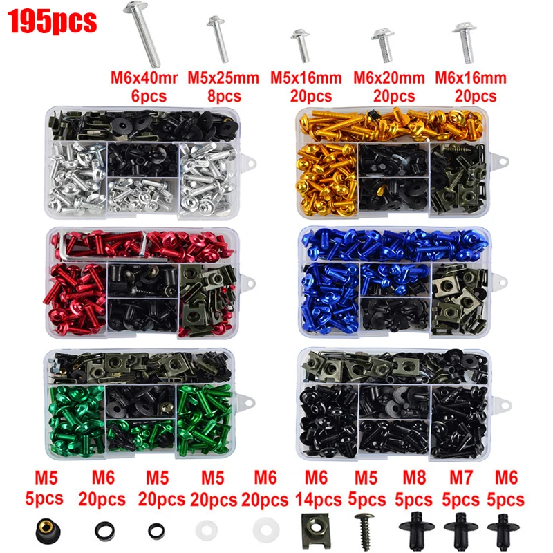 

195PCS Motorcycle Fairing Bolts Screws Nut Kit For DUCATI 848 SCRAMBLER DIAVEL MONSTER 821 796 696 MULTISTRADA 1200 PANIGALE V4