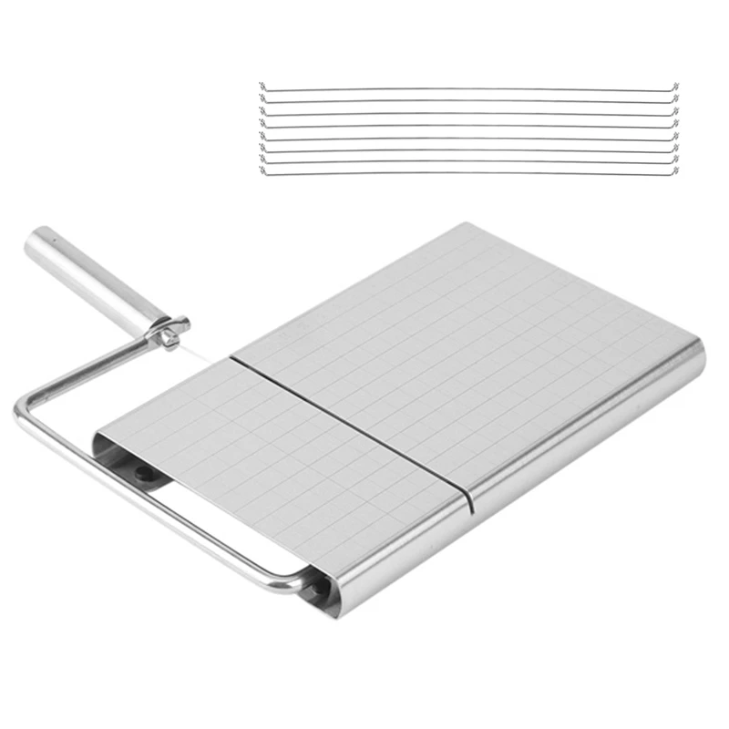 Stainless Steel Cheese Slicer With 8 Wire Cheese Cutters For Block Cheese Slicers Cutting Board Cheese Butter
Stainless Steel Cheese Slicer With 8 Wire Cheese Cutters For Block Cheese Slicers Cutting Board Cheese Butter