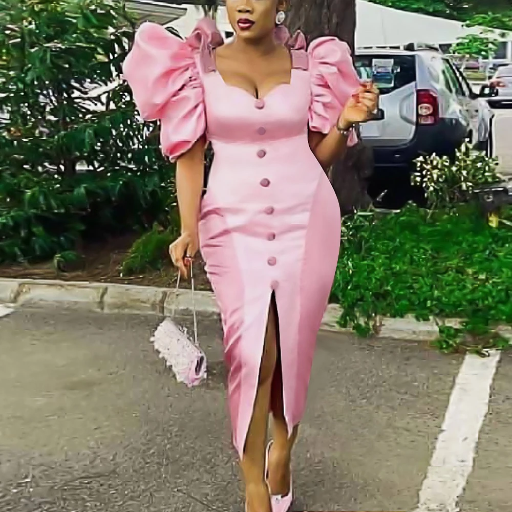 Luxury Pink Dresses for Women Puff Sleeve V Neck Bodycon High Split Mid Calf Elegant Evening Party Dinner Vestidos Mujer Dress
Luxury Pink Dresses for Women Puff Sleeve V Neck Bodycon High Split Mid Calf Elegant Evening Party Dinner Vestidos Mujer Dress