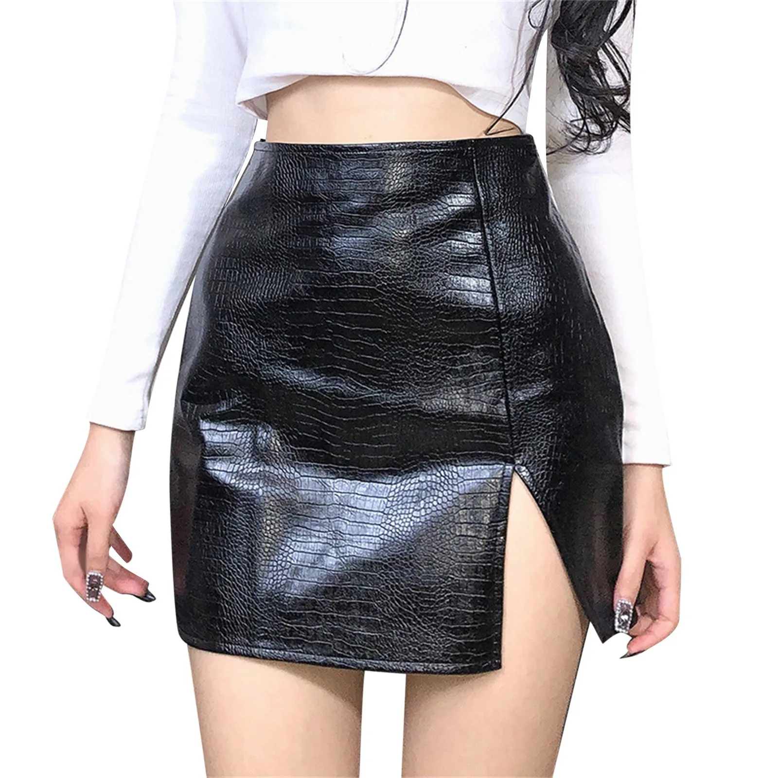 Anime Skirts Women's Slit Skirt Textured Skirt Leather Fit Hip Slim Solid Skirt Anime Skirts Leather Skirts for Women High Waist 
Anime Skirts Women's Slit Skirt Textured Skirt Leather Fit Hip Slim Solid Skirt Anime Skirts Leather Skirts for Women High Waist