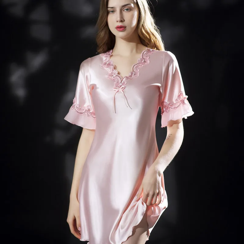 Womens Silk Satin Pajamas Loungewear Shirt Skirt Sleepwear Button Half Sleeve Shirt Skirt Long Pajama Women Pj Set
Womens Silk Satin Pajamas Loungewear Shirt Skirt Sleepwear Button Half Sleeve Shirt Skirt Long Pajama Women Pj Set