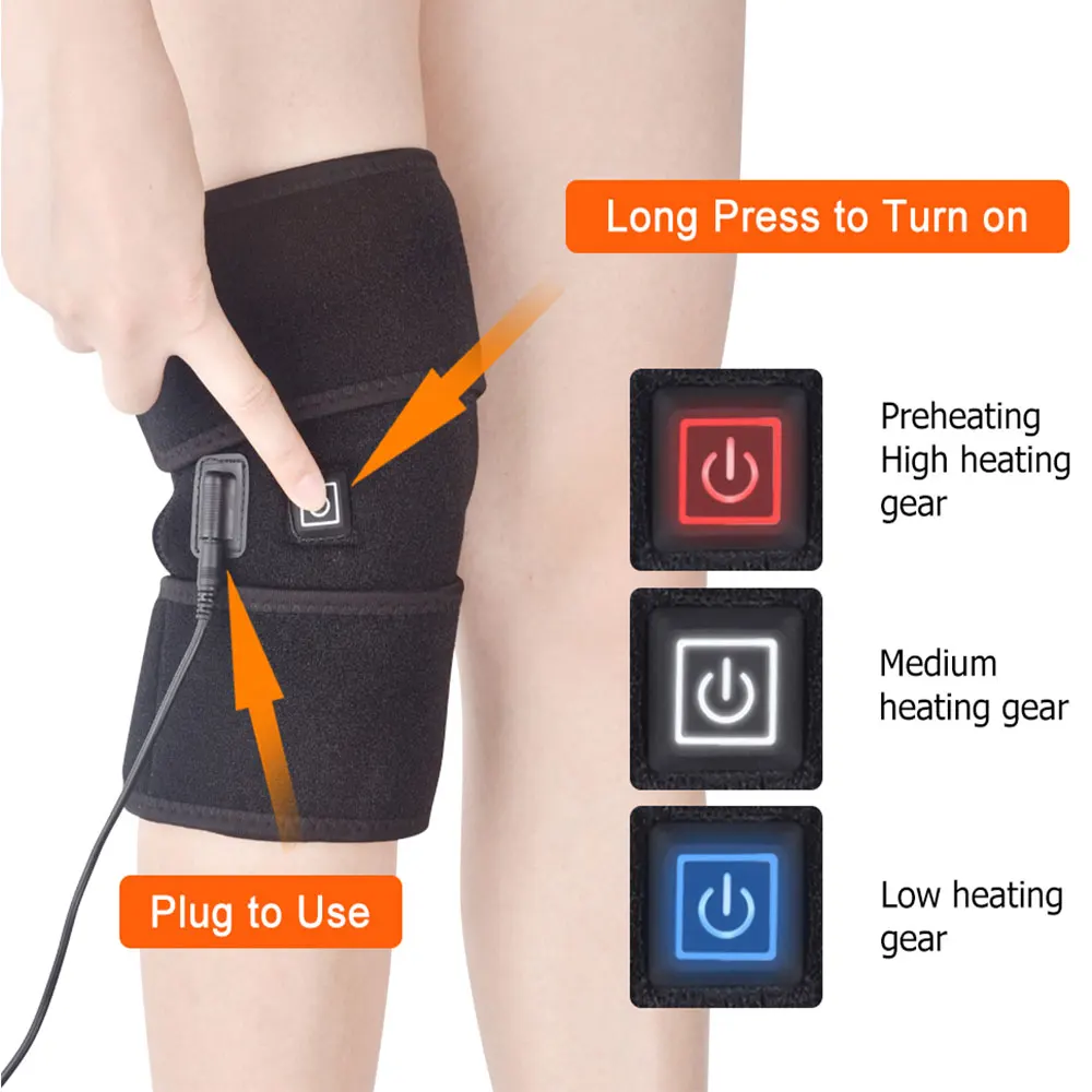 

Electric Leg Massage Apparatus Knee Heating Pad USB Thermal Therapy Heated Knee Brace Support for Arthritis Joint Pain Relief