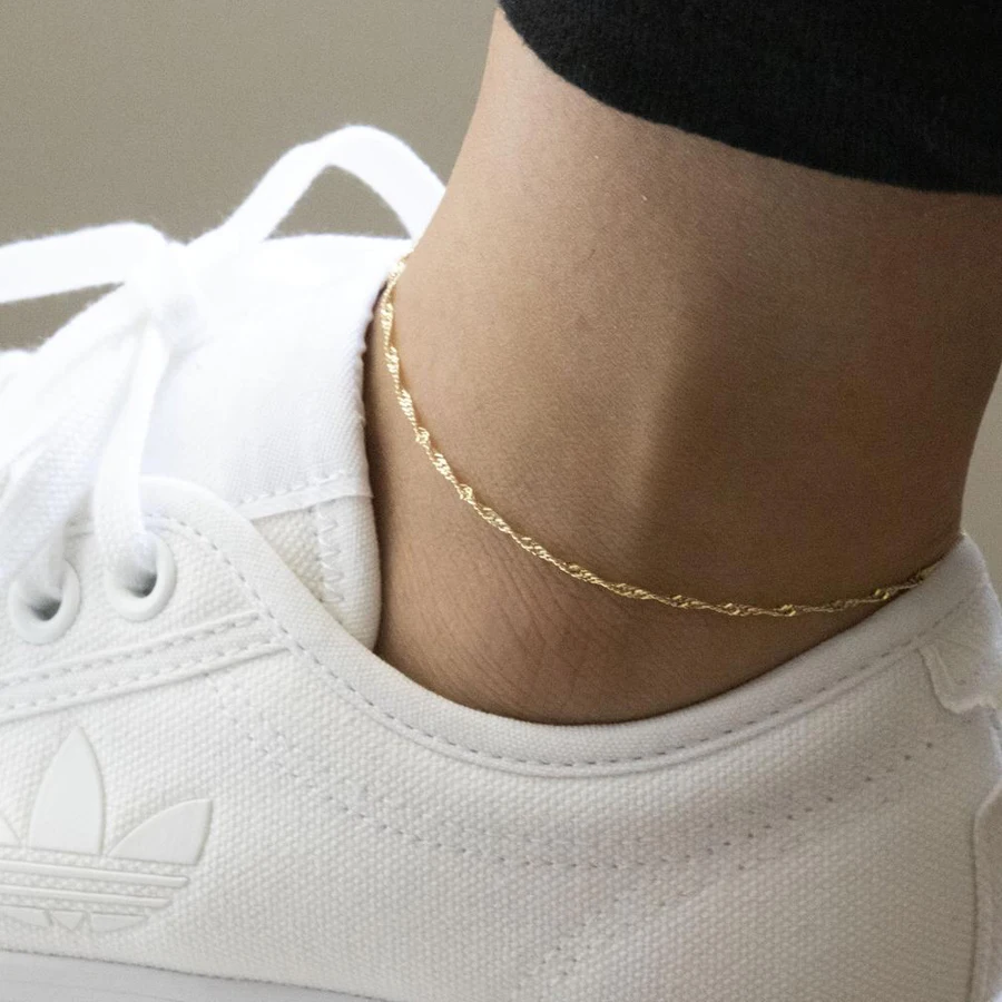 Stainless Steel Gold Thin Twisted Chain Anklet Singapore Chain Anklets Bracelets for Women Summer Beach Jewelry 
Stainless Steel Gold Thin Twisted Chain Anklet Singapore Chain Anklets Bracelets for Women Summer Beach Jewelry